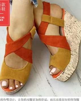 2022 New Women's Summer Sandals Open Toe Shoes With Wedge Platform Buckle