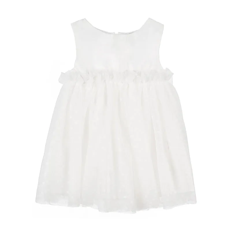 Abito bianco con gonna in tulle per neonata