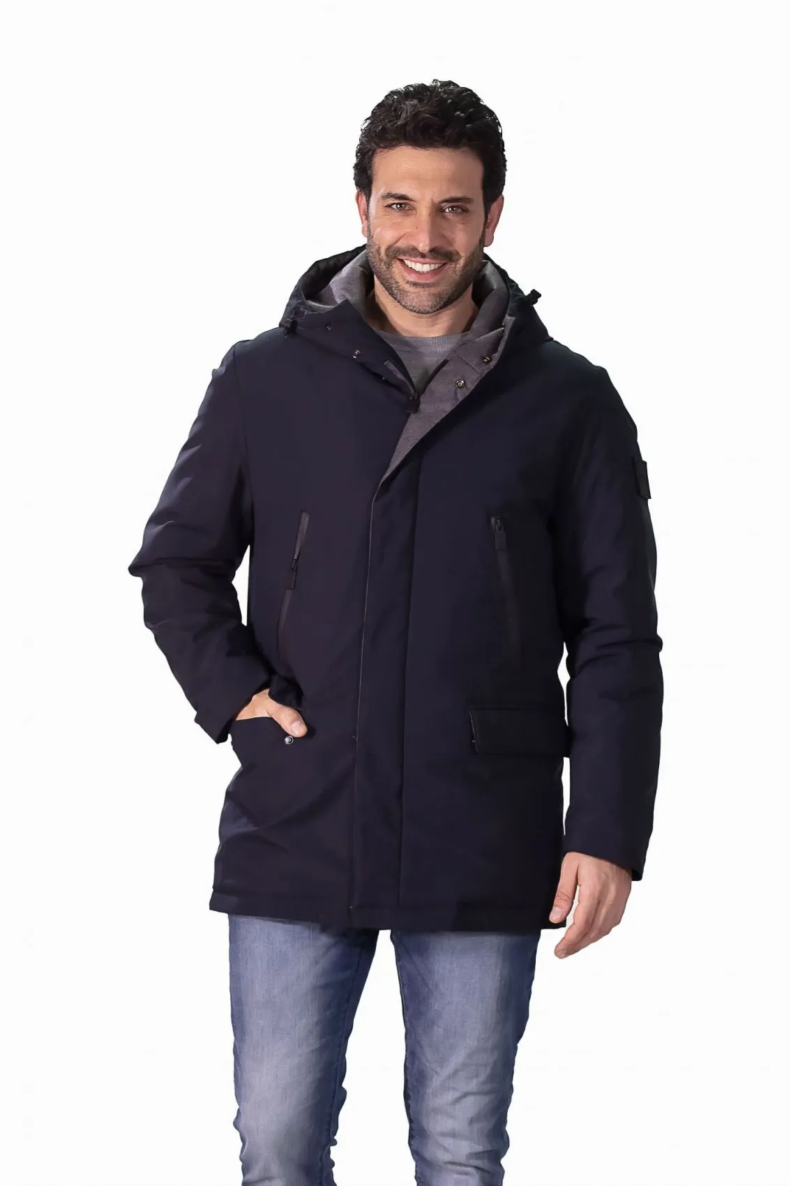 Blue eco feather jacket