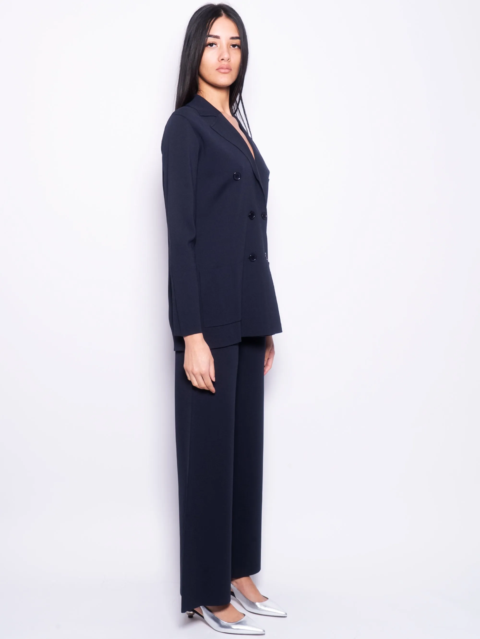 Blu Pantalone Cropped Maglia