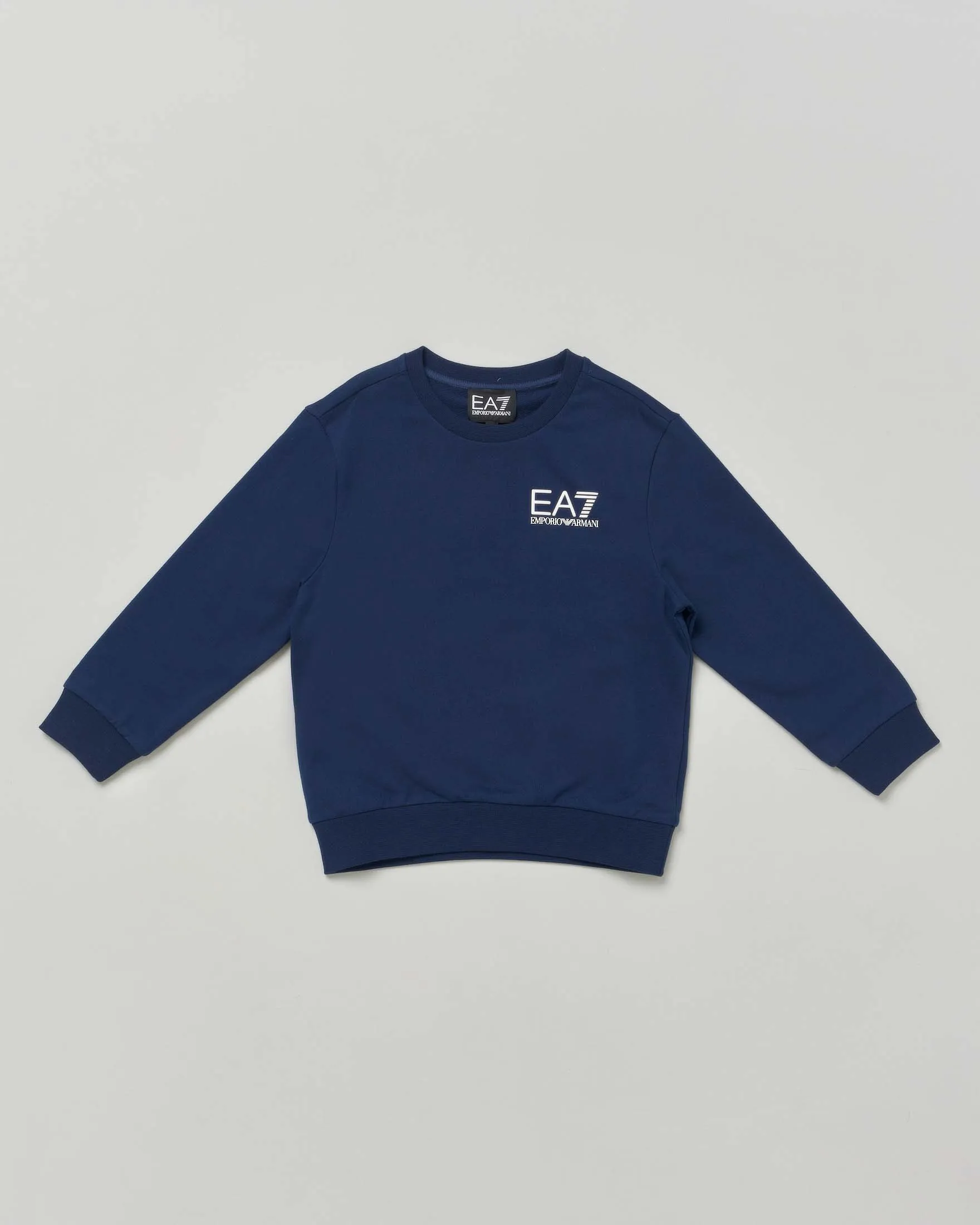 Blue Cotton Crewneck Felpa with White Logo 4-8 years