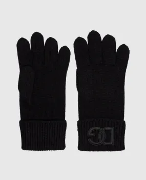 DG GXS97ZJAWYB Black Cashmere Gloves with Logo Patch by Dolce&Gabbana