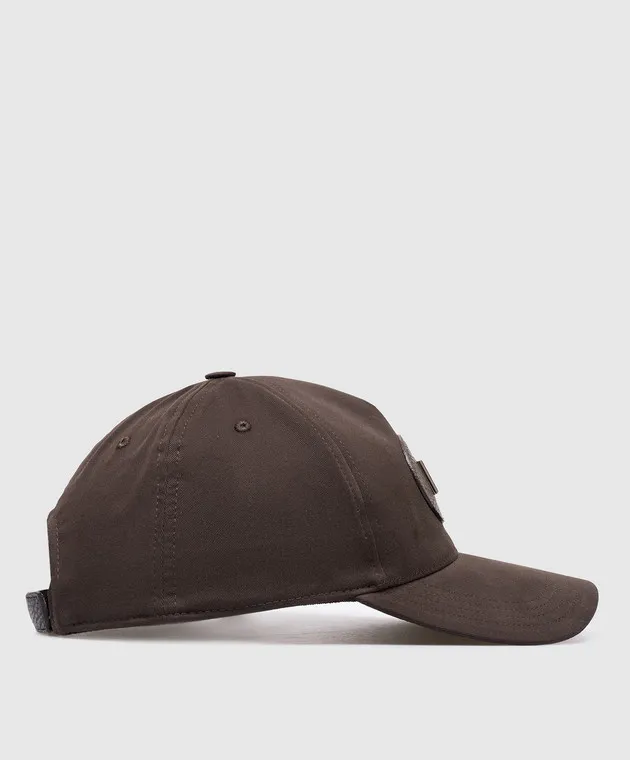 Dolce&Gabbana Cappellino marrone con logo DG in metallo GH873ZFUFKQ