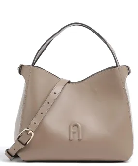  Furla Primula S Borsa a mano pelle a grana fine, cotone taupe  