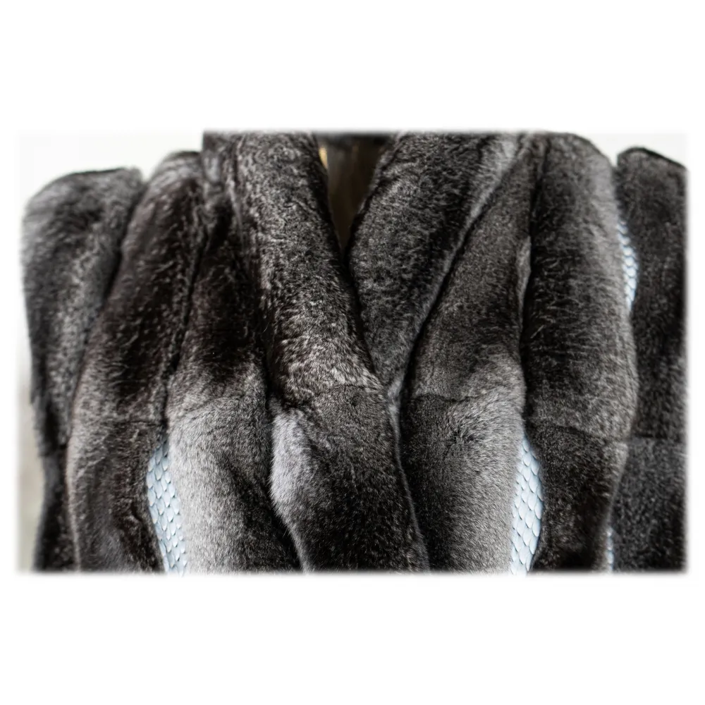 La Prima Luxury - Soffio Grigio - Gilet in Pelle Grigio - Ganci in Oro 18 kt - Pellicce - Luxury Exclusive Collection