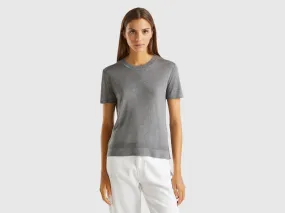 New Arrivals Short Sleeve Silk Blend Sweater