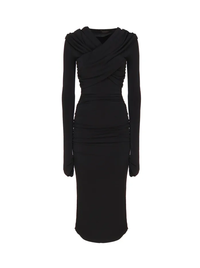 Tight-Fit Dress with Hood