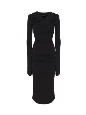 Tight-Fit Dress with Hood