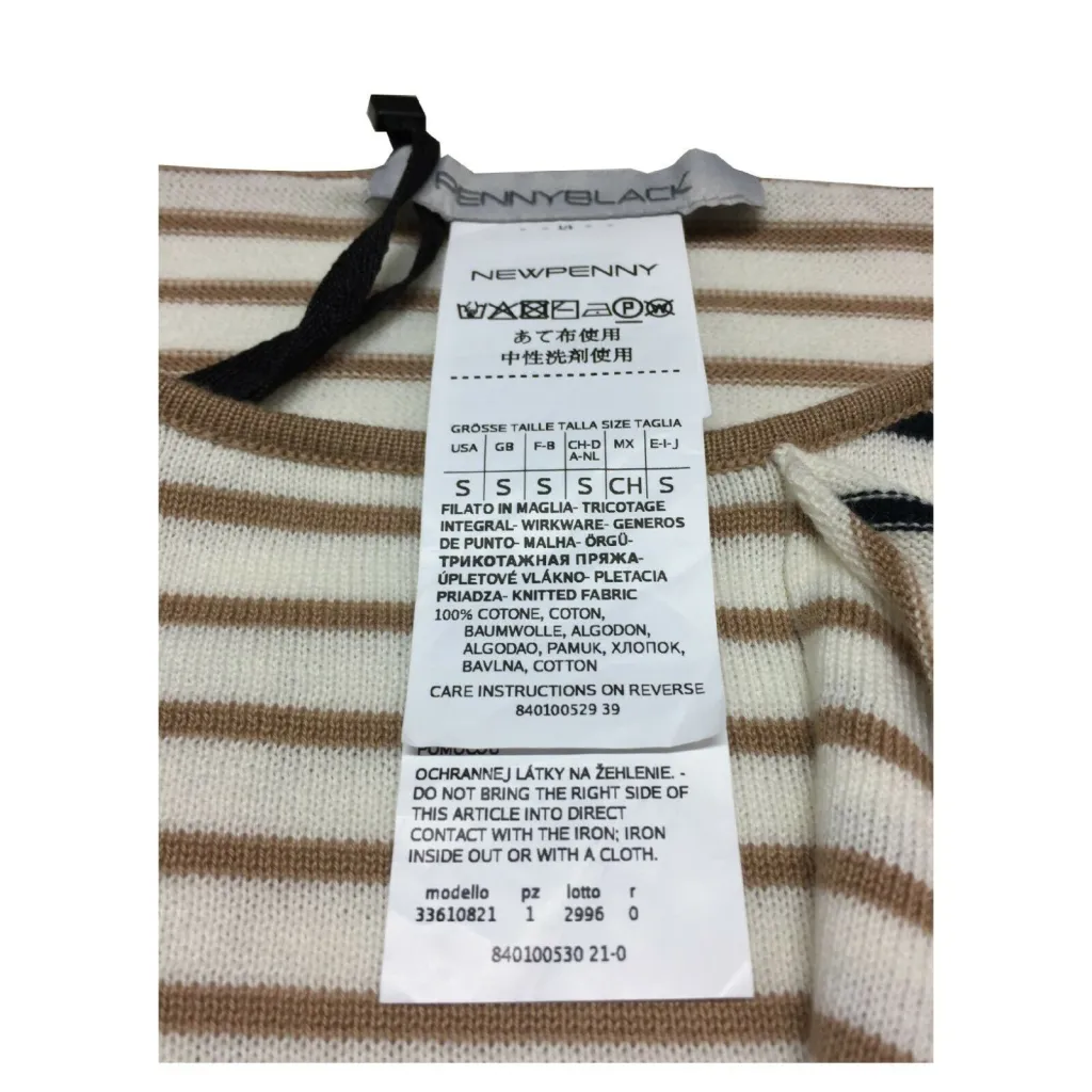 Women's ecru/beige/blue knitwear art 33610821 CILENO made of 100% cotton